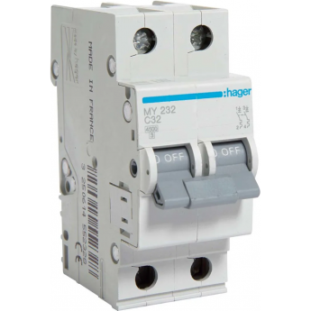 Автоматический выключатель HAGER 2P 4,5kA C-32A 2M Автоматический выключатель HAGER 2P 4,5kA C-32A 2M