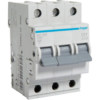 Автоматический выключатель HAGER 3P 4,5kA С-50A 3M Автоматический выключатель HAGER 3P 4,5kA С-50A 3M