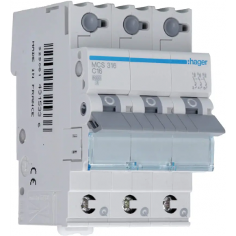 Автоматический выключатель HAGER 3P 6kA C-16A QC 3M