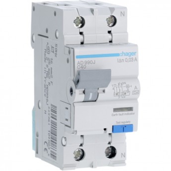 Дифференциальный автомат HAGER 1P+N 6kA С-40A I∆n=30мА, Тип А, винтовые клеммы, ширина 2М Дифференциальный автомат HAGER 1P+N 6kA С-40A I∆n=30мА, Тип А, винтовые клеммы, ширина 2М