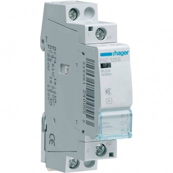 Контактор модульный HAGER ESC125S 1н.о., AC1/AC7a 25A, Uупр.=230В 50/60Гц, ширина 1М