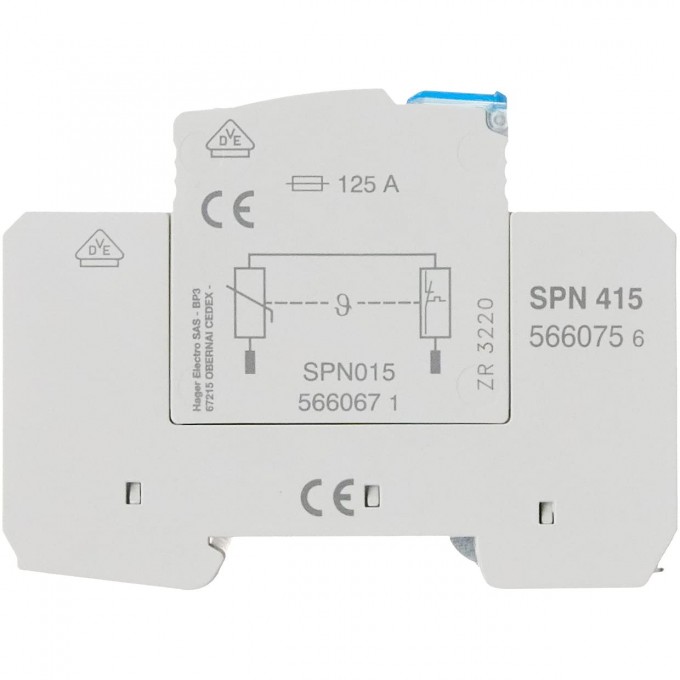 Встроенный модуль HAGER для розрядника, 1п, 40kA, 275В, Up=1,25kB SPN015